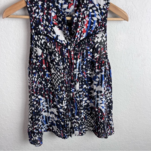 Parker Tank Top Printed Silk Pleated Blouse - Picture 4 of 15